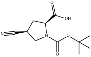 (2S,4S)-1-(tert-butoxycarbonyl)-4-cyanopyrrolidine-2-carboxylic acid Struktur