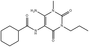 Cyclohexanecarboxamide,  N-(6-amino-1,2,3,4-tetrahydro-1-methyl-2,4-dioxo-3-propyl-5-pyrimidinyl)- Struktur