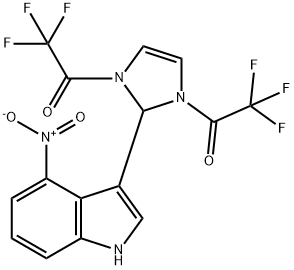 1,3-bis(trifluoroacetyl)-2-(4-nitro-3-indolyl)-4-imidazoline Struktur