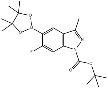 tert-butyl 6-fluoro-3-methyl-5-(4,4,5,5-tetramethyl-1,3,2-dioxaborolan-2-yl)-1H-indazole-1-carboxylate Struktur