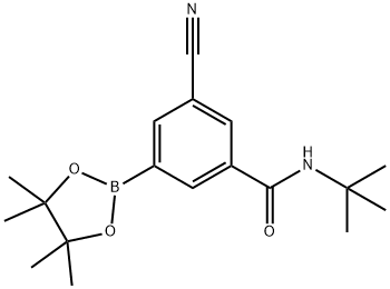 N-tert-butyl-3-cyano-5-(4,4,5,5-tetramethyl-1,3,2-dioxaborolan-2-yl)benzamide Struktur