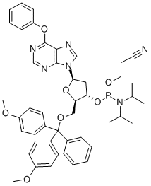 5'-O-(4,4'-DIMETHOXYTRITYL)-O6-PHENYL-2'-DEOXYINOSINE, 3'-[(2-CYANOETHYL)-(N,N-DIISOPROPYL)]PHOSPHORAMIDITE Struktur