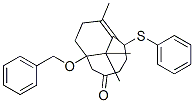 1-benzyloxy-8,11,11-trimethyl-6-phenylthiobicyclo(5.3.1)undec-7-en-3-one Struktur