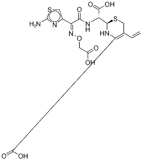 α-[[(Z)-2-(2-aMino-4-thiazolyl)-2-[(carboxyMethoxy)iMino]acetyl]aMino]-2-[(2R)-5-Methyl-7-oxo-1,2,5,7-tetrahydro-4H-furo[3,4-d][1,3]thiazin-2-yl]acetic Acid Struktur