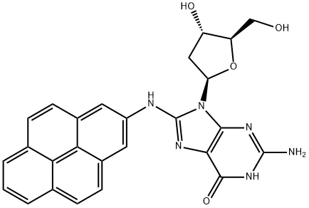 N-(deoxyguanosin-8-yl)-2-aminopyrene Struktur