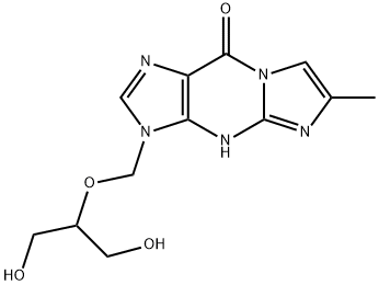 3,9-dihydro-3-((1,3-dihydroxy-2-propoxy)methyl)-6-methyl-9-oxo-5H-imidazol(1,2-a)purine Struktur