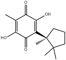 2,5-Dihydroxy-3-methyl-6-[(S)-1,2,2-trimethylcyclopentyl]-2,5-cyclohexadiene-1,4-dione Struktur