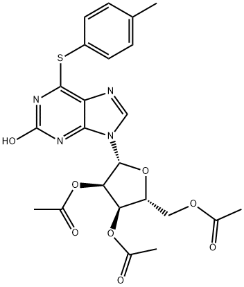 6-[(4-Methylphenyl)thio]-2-oxo-9-(2’,3’,5’-tri-O-acetyl--D-ribofuranosyl)-2,3-dihydropurine Struktur