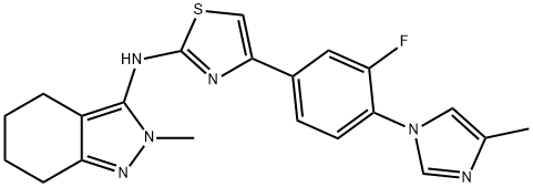 4-(3-fluoro-4-(4-Methyl-1H-iMidazol-1-yl)phenyl)-N-(2-Methyl-4,5,6,7-tetrahydro-2H-indazol-3-yl)thiazol-2-aMine Struktur