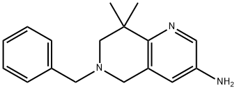 6-benzyl-8,8-diMethyl-5,6,7,8-tetrahydro-1,6-naphthyridin-3-aMine Struktur