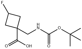 1-(Boc-aminomethyl)-3-fluorocyclobutane-carboxylic acid Struktur