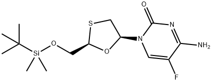 4-Amino-1-((2R,5S)-2-((tert-butyldimethylsilyloxy)methyl)-1,3-oxathiolan-5-yl)-5-fluoropyrimidin-2(1H)-one Struktur