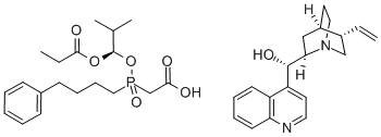 (8a,9R)-Cinchonan-9-ol mono[[(S)-[(1R)-2-methyl-1-(1-oxopropoxy)propoxy](4-phenylbutyl)phosphinyl]acetate] Struktur