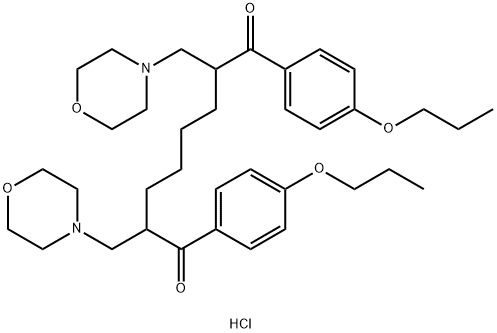 2,7-bis(morpholin-4-ylmethyl)-1,8-bis(4-propoxyphenyl)octane-1,8-dione dihydrochloride Struktur