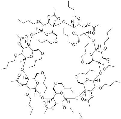 Heptakis-(2,6-di-O-butyl-3-O-acetyl)-beta-Cyclodextrin Struktur