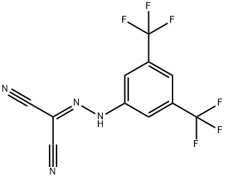 2-(2-[3,5-BIS(TRIFLUOROMETHYL)PHENYL]HYDRAZONO)MALONONITRILE Struktur