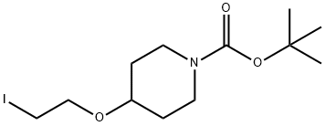 1-Piperidinecarboxylic acid, 4-(2-iodoethoxy)-, 1,1-dimethylethyl ester Struktur