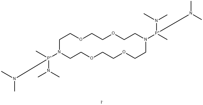 [16-(bis(dimethylamino)-methyl-phosphaniumyl)-1,4,10,13-tetraoxa-7,16- diazacyclooctadec-7-yl]-bis(dimethylamino)-methyl-phosphanium diiodide Struktur