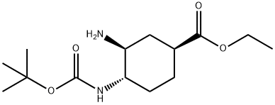 (1S,3S,4S)-Ethyl 3-amino-4-(tert-butoxycarbonylamino)-cyclohexane carboxylate Struktur