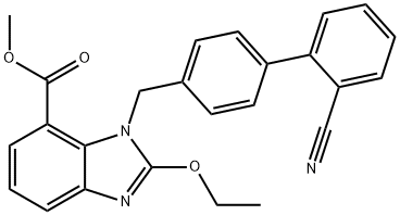 Methyl 1-[(2'-cyanobiphenyl-4-yl)methyl]-2-ethoxy-1H-benzimidazole-7-carboxylate Struktur