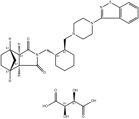 (3aR,4S,7R,7aS)-2-(((1R,2S)-2-((4-(benzo[d]isothiazol-3-yl)piperazin-1-yl)Methyl)cyclohexyl)Methyl)hexahydro-1H-4,7-Methanoisoindole-1,3(2H)-dione Struktur