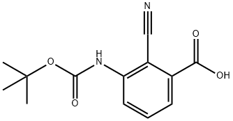 3-(tert-butoxycarbonylamino)-2-cyanobenzoic acid Struktur