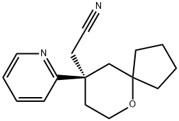 2-[(9R)-9-(pyridin-2-yl)-6-oxaspiro[4.5]decan-9-yl]acetonitrile Struktur