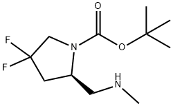 (R)-1-Boc-2-(methylaminomethyl)-4,4-difluoropyrrolidine Struktur