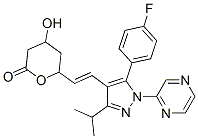 6-(2-(5-(p-fluorophenyl)-3-(1-methylethyl)-1-(2-pyrazinyl)-1H-pyrazol-4-yl)ethenyl)tetrahydro-4-hydroxy-2H-pyran-2-one Struktur