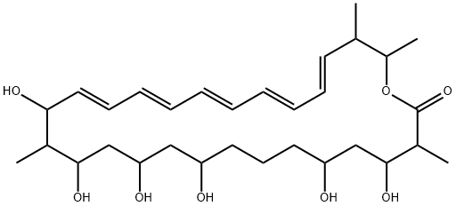 14,16,18,20,24,26-Hexahydroxy-2,3,15,27-tetramethyl-1-oxacyclooctacosa-4,6,8,10,12 -pentaen-28-one Struktur