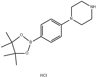 1-(4-(4,4,5,5-tetramethyl-1,3,2-dioxaborolan-2-yl)phenyl)piperazine hydrochloride Struktur