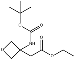 (3-tert-Butoxycarbonylamino-oxetan-3-yl)acetic acid ethyl ester Struktur