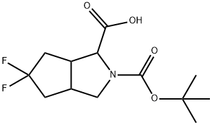 2-Boc-5,5-difluoro-octahydro-cyclopenta-[c]pyrrole-1-carboxylic acid Struktur