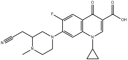 3-Quinolinecarboxylic acid, 7-[3-(cyanoMethyl)-4-Methyl-1-piperazinyl]-1-cyclopropyl-6-fluoro-1,4-dihydro-4-oxo- Struktur