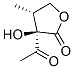 2(3H)-Furanone, 3-acetyldihydro-3-hydroxy-4-methyl-, (3R-trans)- (9CI) Struktur