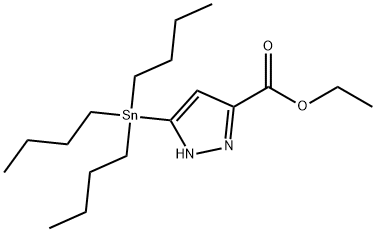 5-Tributylstannyl-1H-pyrazole-3-carboxylic acid ethyl ester Struktur