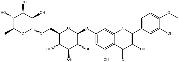 7-[[6-O-(6-deoxy-alpha-L-mannopyranosyl)-beta-D-glucopyranosyl]oxy]-3,5-dihydroxy-2-(3-hydroxy-4-methoxyphenyl)-4H-benzopyran-4-one Struktur