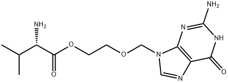 DL-Valine, 2-[(2-amino-1,6-dihydro-6-oxo-9H-purin-9-yl)methoxy]ethyl ester Struktur