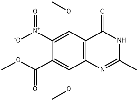 7-Quinazolinecarboxylic  acid,  1,4-dihydro-5,8-dimethoxy-2-methyl-6-nitro-4-oxo-,  methyl  ester  (9CI) Struktur