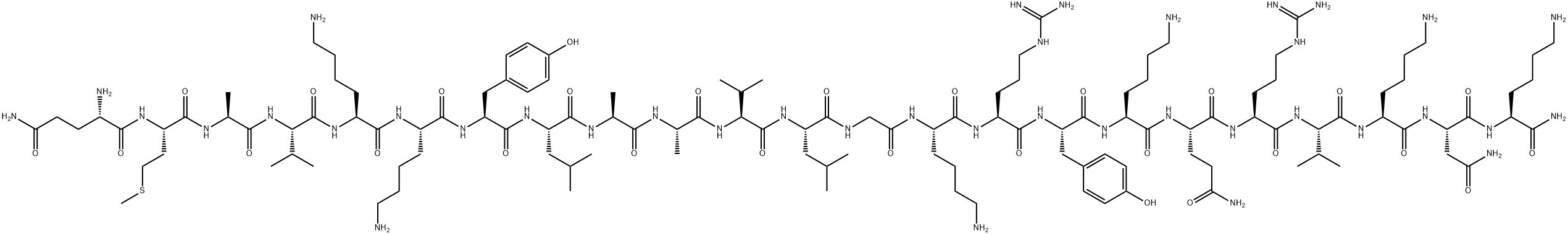 H-GLN-MET-ALA-VAL-LYS-LYS-TYR-LEU-ALA-ALA-VAL-LEU-GLY-LYS-ARG-TYR-LYS-GLN-ARG-VAL-LYS-ASN-LYS-NH2 Struktur