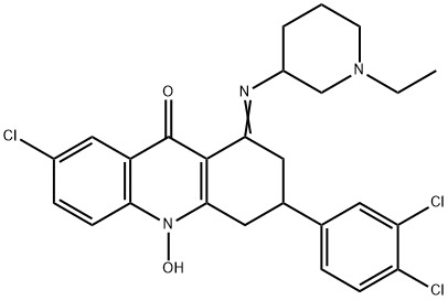 (1E)-7-Chloro-3-(3,4-dichlorophenyl)-1-[(1-ethyl-3-piperidinyl)imino]- 10-hydroxy-1,3,4,10-tetrahydro-9(2H)-acridinone Struktur