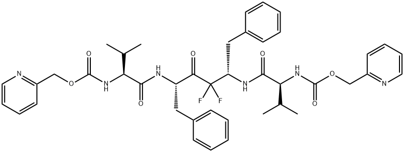 pyridin-2-ylmethyl N-[(1S)-1-[[(2S,5S)-3,3-difluoro-5-[[(2S)-3-methyl- 2-(pyridin-2-ylmethoxycarbonylamino)butanoyl]amino]-4-oxo-1,6-diphenyl -hexan-2-yl]carbamoyl]-2-methyl-propyl]carbamate Struktur