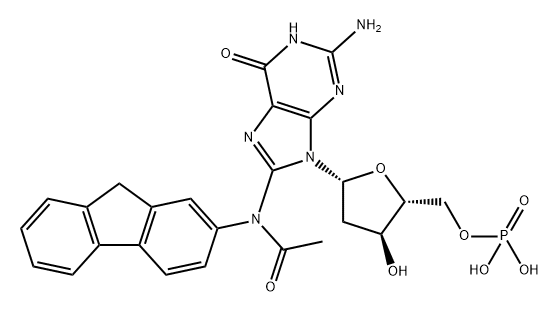 8-(N-fluoren-2-ylacetamido)-2'-deoxyguanosine 5'-monophosphate Struktur