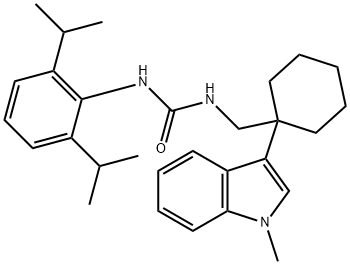 3-(2,6-dipropan-2-ylphenyl)-1-[[1-(1-methylindol-3-yl)cyclohexyl]methy l]urea Struktur