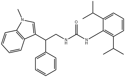 3-(2,6-dipropan-2-ylphenyl)-1-[2-(1-methylindol-3-yl)-2-phenyl-ethyl]u rea Struktur