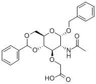 Benzyl2-acetamido-4,6-O-benzylidene-3-O-(carboxymethyl)-2-deoxy-a-D-glucopyranoside Struktur