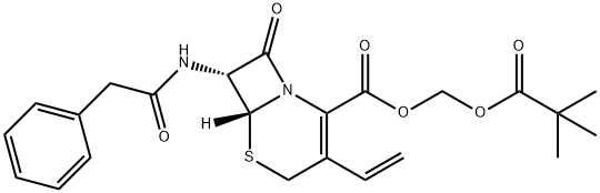 pivaloyloxymethyl 7-phenylacetamido-3-vinyl-3-cephem-4-carboxylate Struktur