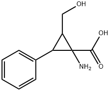 Cyclopropanecarboxylic acid, 1-amino-2-(hydroxymethyl)-3-phenyl- (9CI) Struktur