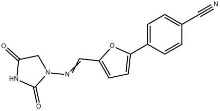 p-[5-[N-(2,4-Dioxoimidazolidin-1-yl)formimidoyl]-2-furyl]benzonitrile Struktur