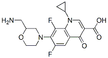 7-(2-aminomethylmorpholino)-1-cyclopropyl-6,8-difluoro-1,4-dihydro-4-oxo-3-quinolinecarboxylic acid Struktur